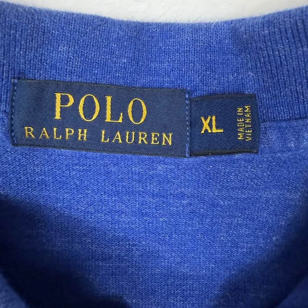 Polo Ralph Lauren Polo Shirt XL Blue Yellow Pony Cotton Classic Fit Preppy